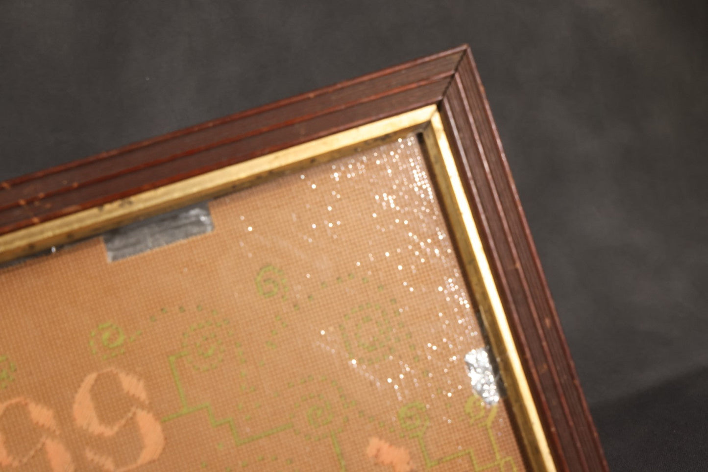 Lot 044 - Antique Victorian Punch Paper Embroidery Sampler, "Kindness Makes Friends," In Wood Frame With Gilt Liner