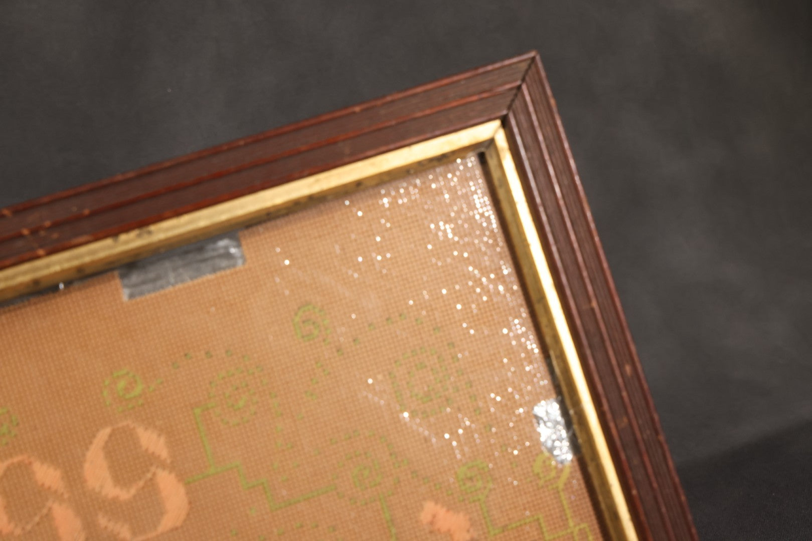 Lot 044 - Antique Victorian Punch Paper Embroidery Sampler, "Kindness Makes Friends," In Wood Frame With Gilt Liner