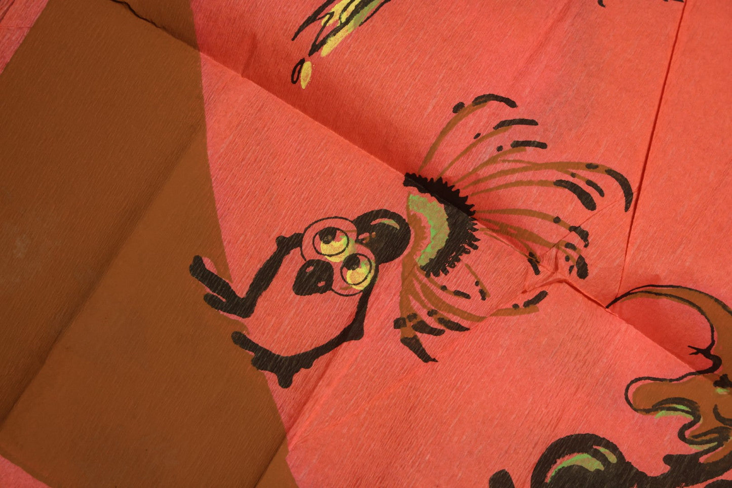 Lot 046 - Antique Dennison's Halloween Crepe Paper Table Cover No. H377 With Black Cat, Witch, Owl, Moon, And J.O.L. Graphics, In Original Envelope, Dennison Manufacturing Co., Framingham, Massachusetts