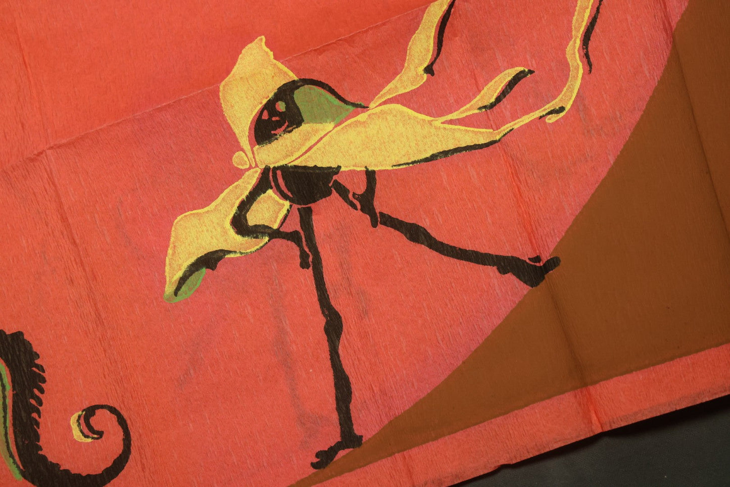 Lot 046 - Antique Dennison's Halloween Crepe Paper Table Cover No. H377 With Black Cat, Witch, Owl, Moon, And J.O.L. Graphics, In Original Envelope, Dennison Manufacturing Co., Framingham, Massachusetts