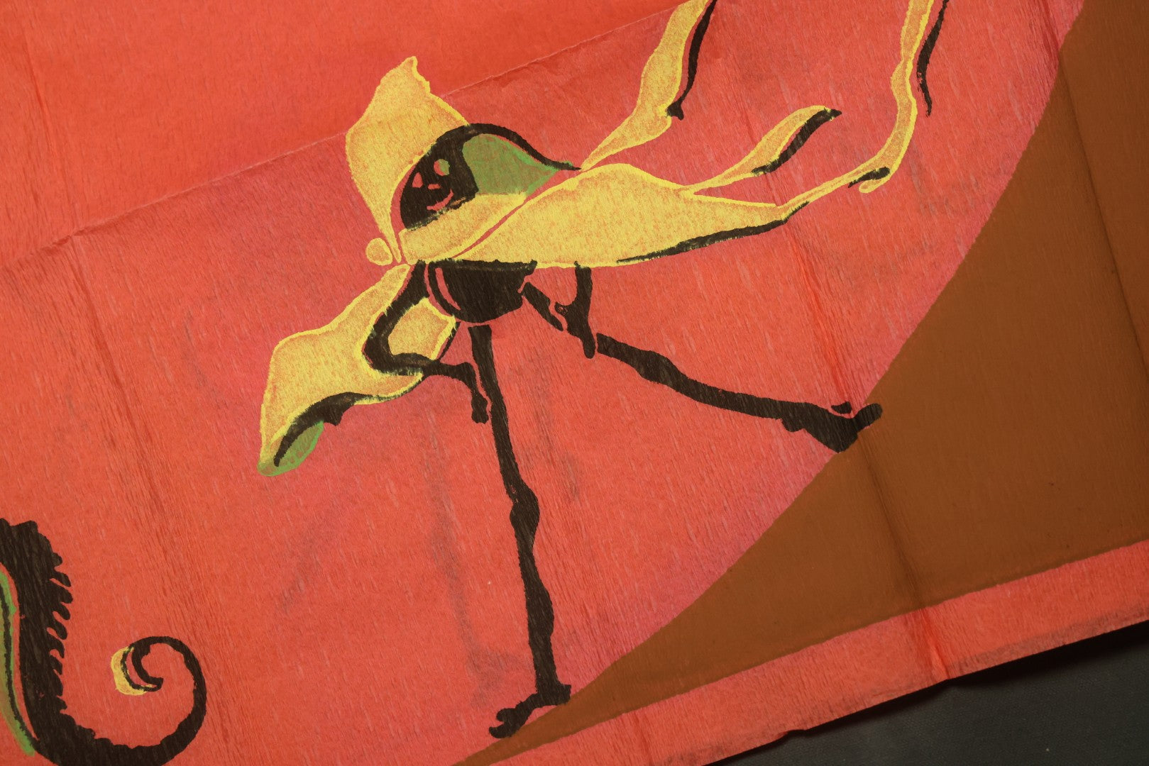 Lot 046 - Antique Dennison's Halloween Crepe Paper Table Cover No. H377 With Black Cat, Witch, Owl, Moon, And J.O.L. Graphics, In Original Envelope, Dennison Manufacturing Co., Framingham, Massachusetts