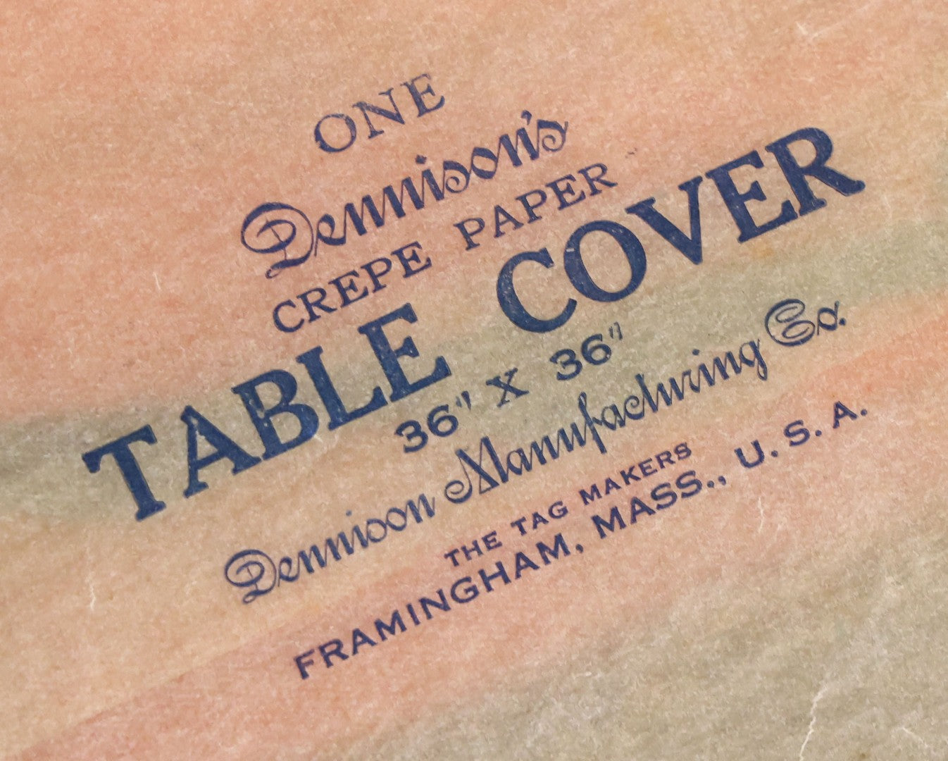 Lot 046 - Antique Dennison's Halloween Crepe Paper Table Cover No. H377 With Black Cat, Witch, Owl, Moon, And J.O.L. Graphics, In Original Envelope, Dennison Manufacturing Co., Framingham, Massachusetts
