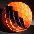 Lot 047 - Vintage Halloween Orange And Black Honeycomb Tissue Paper Ball Decoration With String Hanger
