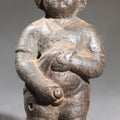 Lot 053 - Antique Cast Iron Manneken Pis-Style Figural Statuette, Standing Peeing Male Child, Dark Patina, 2-7/8" H