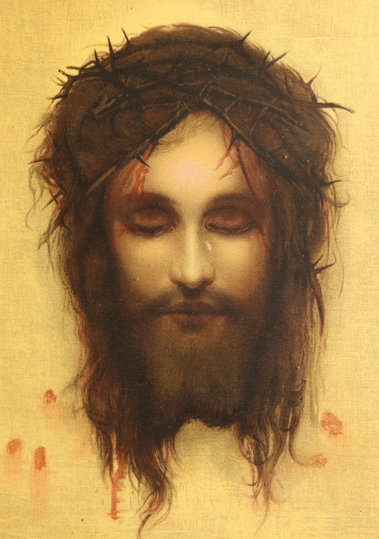 Lot 061 - Vintage Framed Print, "Jesus Christus" Veil Of Veronica After Gabriel Max, Published By The House Of Art, New York, Mickelson's Washington D.C. Label