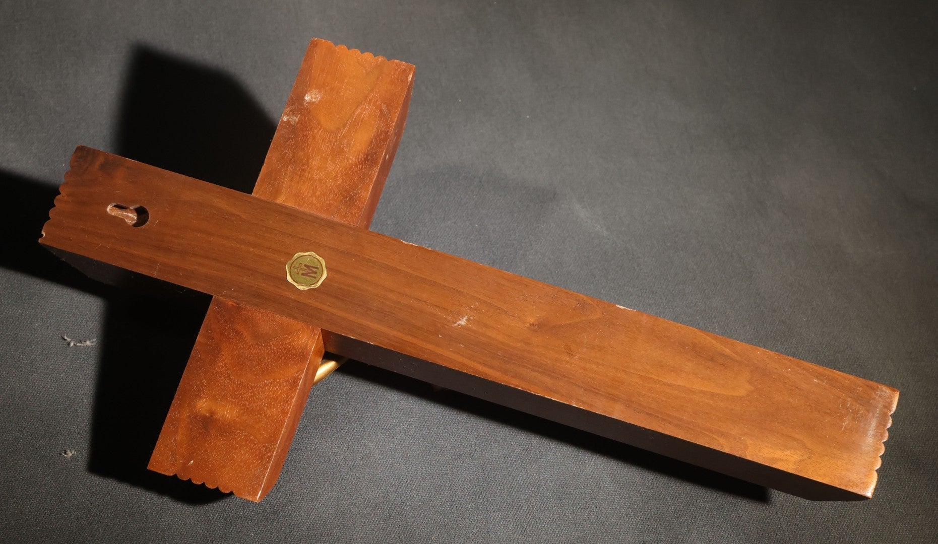 Lot 065 - Pair Of Vintage Wood Crucifixes, One With Metal Inlay And One Last Rites Sick Call Set With Candles And Holy Water Bottle