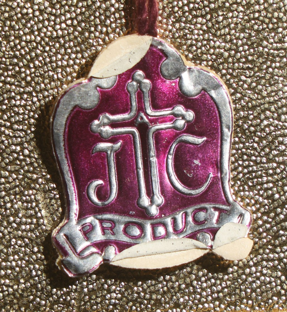 Lot 073 - Vintage Gold-Toned Metal Wall Plaque With Sacred Heart Of Jesus Profile Relief, Red Velvet Backing, Scrollwork Frame, Original Tag