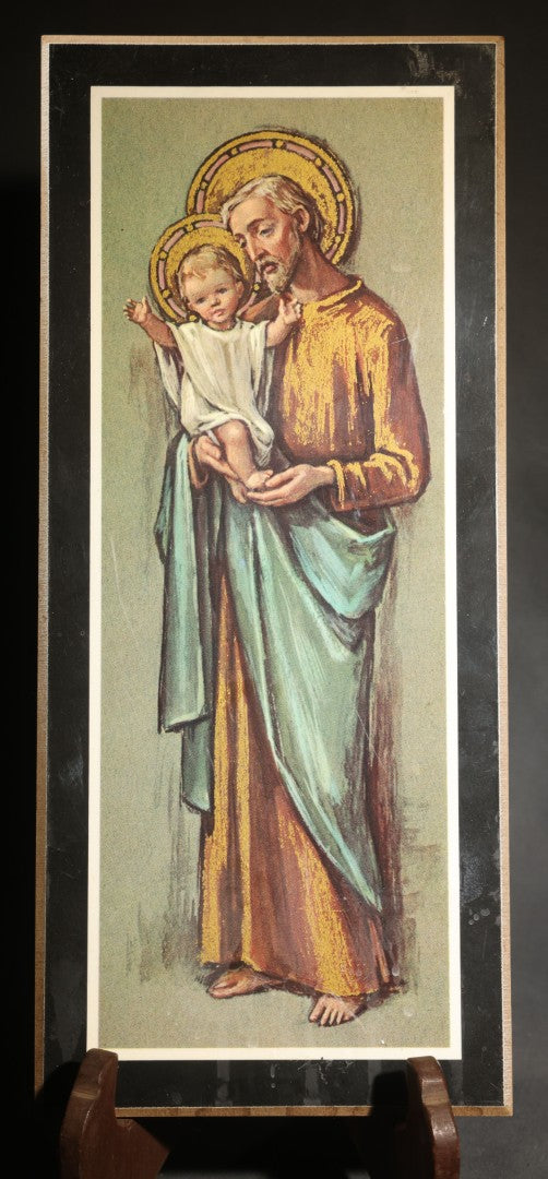Lot 076 - Trio Of Vintage Framed Religious Prints Including Saint Rita Of Cascia, Croatian Sacred Heart Of Jesus, And Saint Joseph With Christ Child