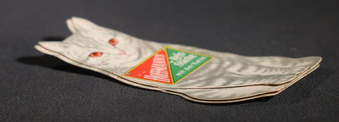 Lot 089 - Grouping Of Eight Antique Hoffmann's Reis-Starke Die-Cut Cat-Shaped Folding Paper Advertisements, "Hoffmann's Reis-Starke Mit Der Katze" ("Hoffmann's Rice Starch With The Cat")