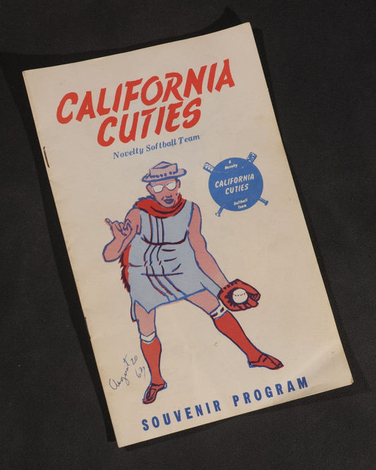 Lot 091 - Vintage California Cuties Novelty Drag Queen Softball Team Souvenir Program, Compton, California, Pencil-Dated August 20, 1963, Player Profiles, Team Record 1948-1962, Department Of Defense Certificate