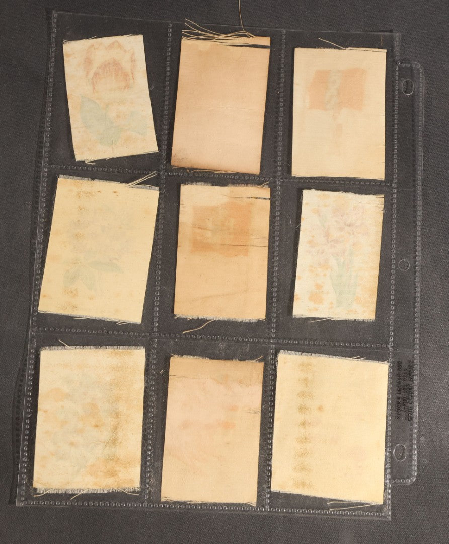 Lot 092 - Grouping Of 45 Antique Cigarette Tobacco Silk Premiums, Flowers, Fruits, And Flags, Zira Cigarettes, Nebo Cigarettes, And Egyptienne Straights Cigarettes, Factory No. 7, 5th District, New Jersey