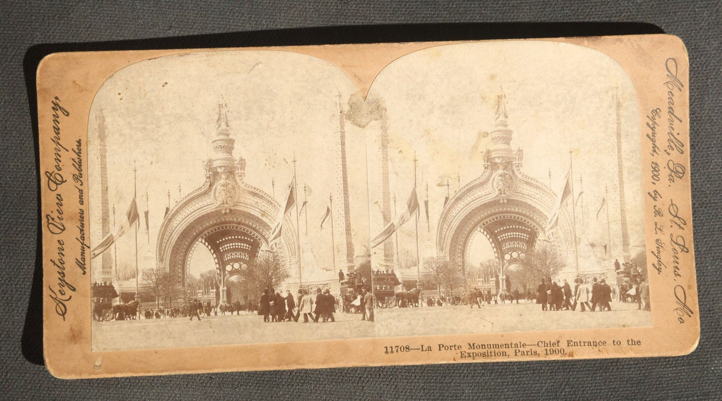 Lot 094 - Grouping Of 17 Antique Stereoview Cards Including Full Moon By Prof. H. Draper, Mrs. McKinley At The Executive Mansion, Ice Palace Montreal 1884, And La Porte Monumentale Paris 1900
