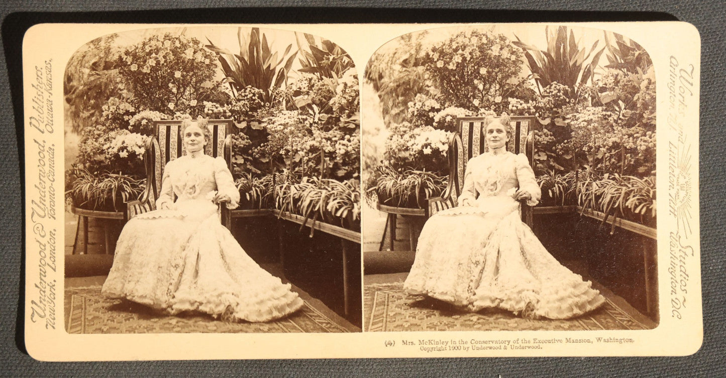 Lot 094 - Grouping Of 17 Antique Stereoview Cards Including Full Moon By Prof. H. Draper, Mrs. McKinley At The Executive Mansion, Ice Palace Montreal 1884, And La Porte Monumentale Paris 1900