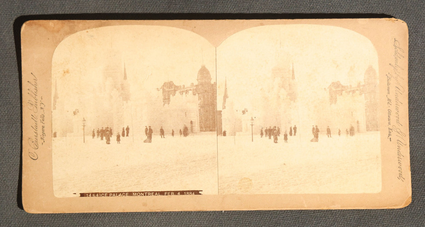 Lot 094 - Grouping Of 17 Antique Stereoview Cards Including Full Moon By Prof. H. Draper, Mrs. McKinley At The Executive Mansion, Ice Palace Montreal 1884, And La Porte Monumentale Paris 1900