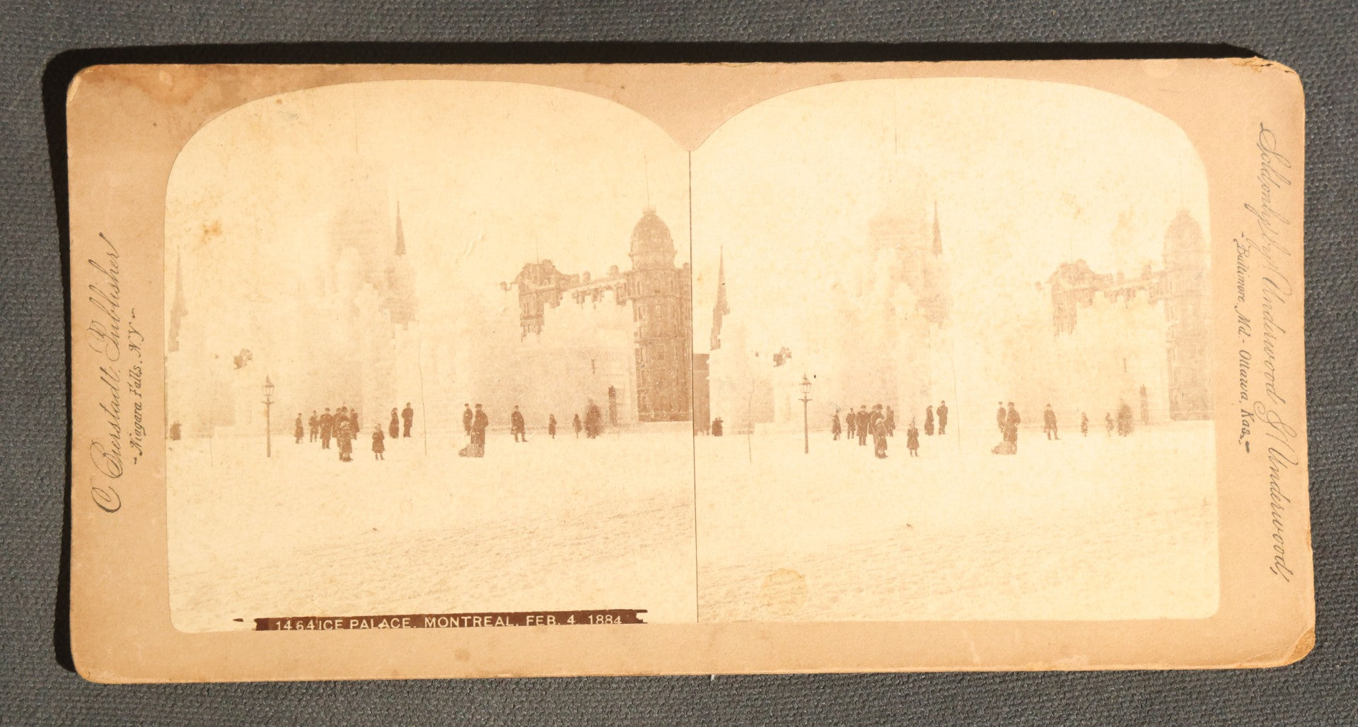 Lot 094 - Grouping Of 17 Antique Stereoview Cards Including Full Moon By Prof. H. Draper, Mrs. McKinley At The Executive Mansion, Ice Palace Montreal 1884, And La Porte Monumentale Paris 1900