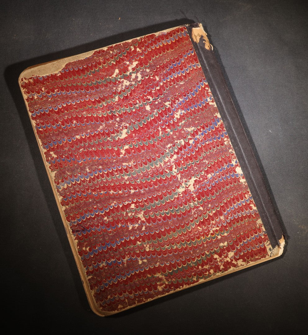 Lot 096 - Antique Handwritten Biology Notebook With Hand-Drawn Insect And Animal Illustrations, George T. Cullom, Lexington, Missouri, Marbled Paper Covers