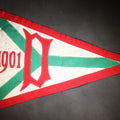 Lot 101 - Vintage Yacht Club Burgee Pennant, Red, White, And Green With "D" Monogram And "1901," Grommeted Hoist