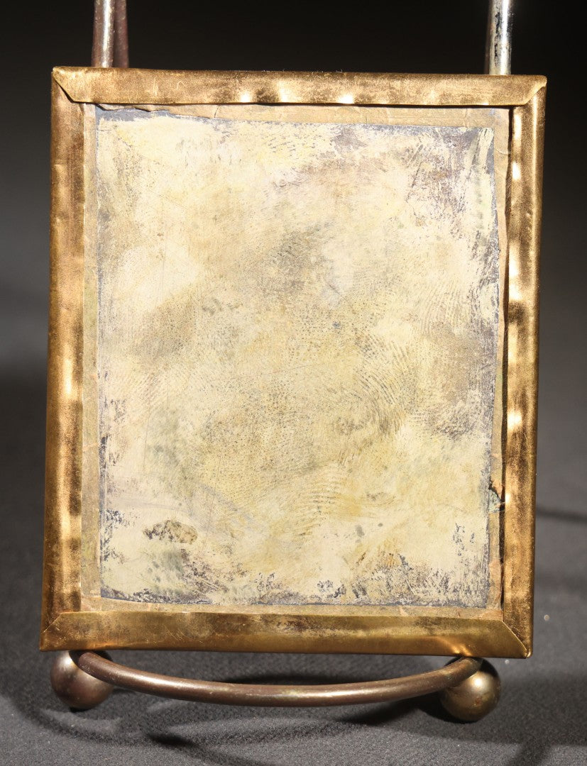 Lot 112 - Antique 1/6th Plate Daguerreotype Photograph, Uncased, Portrait Of A Middle-Aged Man With Chin Beard Holding A Book, Cartouche-Form Brass Mat