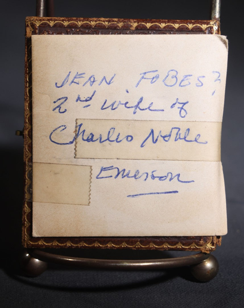 Lot 115 - Antique 1/9th Plate Daguerreotype Photograph, Half Leatherette Case, Young Woman, Possible Id On Note, "Jean Fobes? 2nd Wife Of Charles Noble Emerson"