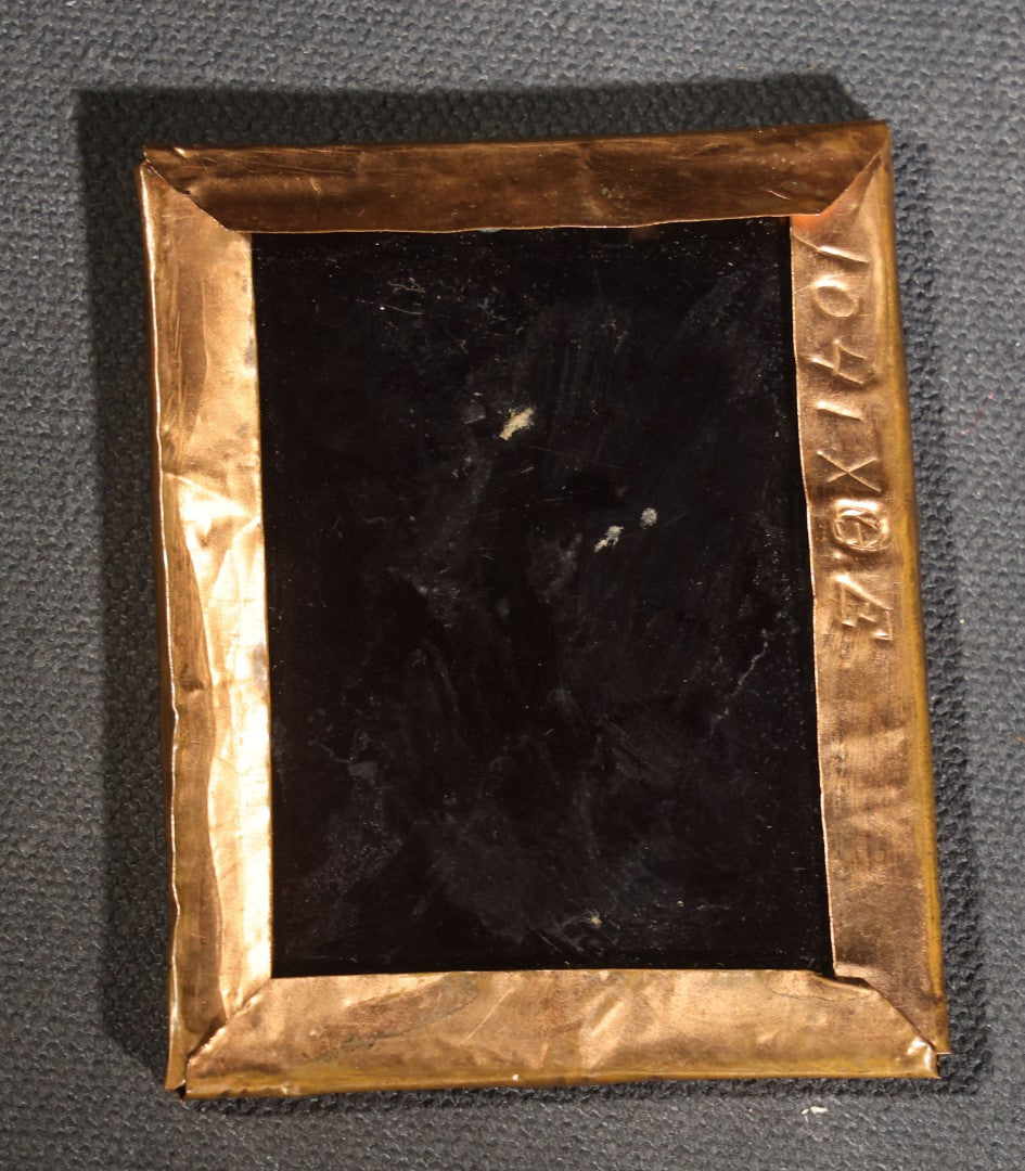Lot 116 - Trio Of Antique Uncased Photograph Portraits Of Children, 1/6th Plate Ambrotype Of Siblings, 1/9th Plate Tintype Of A Seated Young Girl, And 1/6th Plate Ruby Ambrotype Of A Standing Young Girl, Ornate Brass Mats