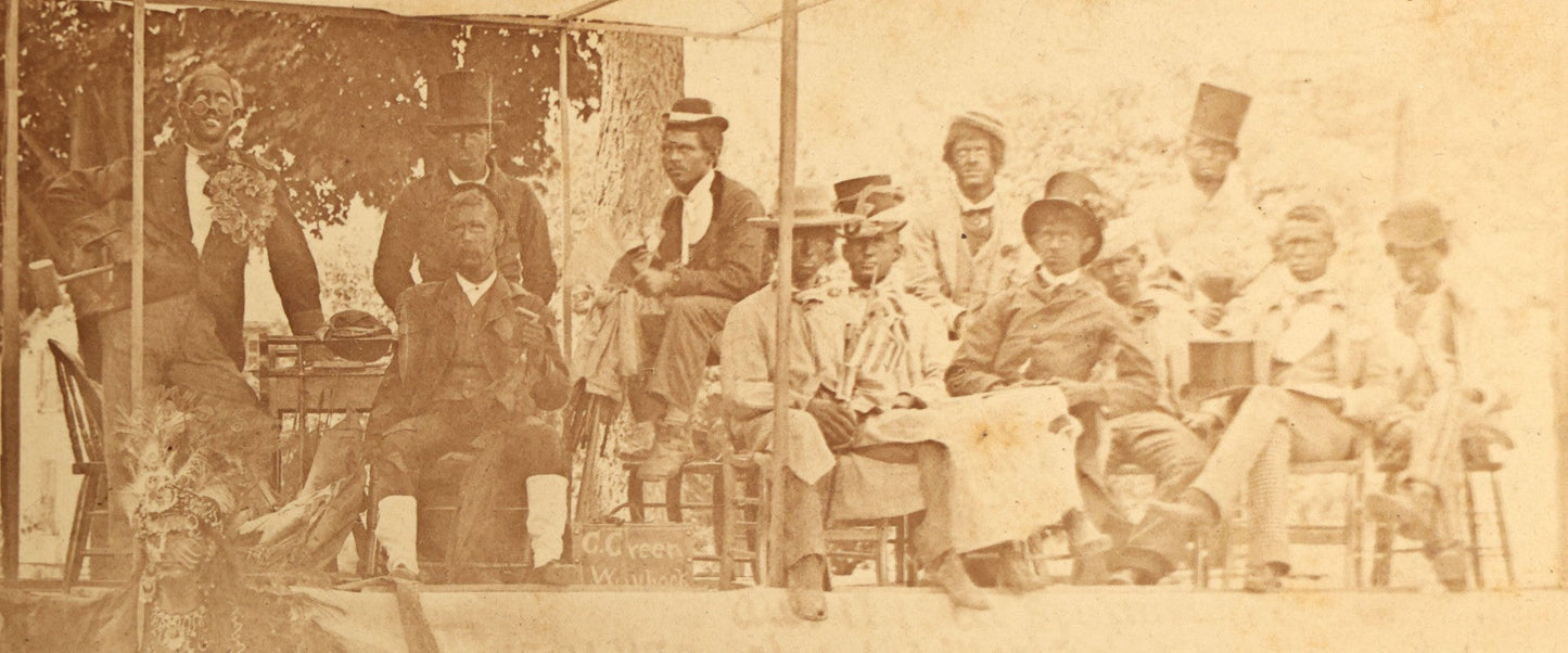 Lot 124 - Antique Cabinet Card Photograph Of Lime Kiln Club Minstrel Parade Float, White Performers In Blackface, July 4, 1887 [100% Of Proceeds To Be Donated To The Jim Crow Museum Of Racist Imagery]