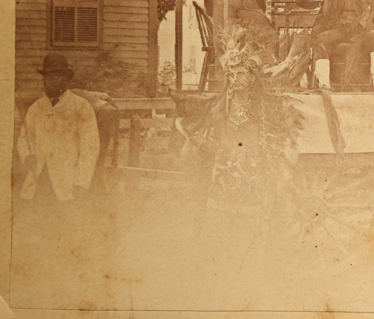 Lot 124 - Antique Cabinet Card Photograph Of Lime Kiln Club Minstrel Parade Float, White Performers In Blackface, July 4, 1887 [100% Of Proceeds To Be Donated To The Jim Crow Museum Of Racist Imagery]