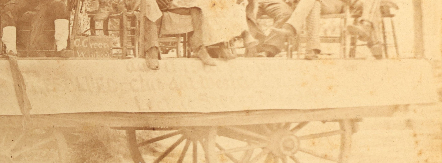 Lot 124 - Antique Cabinet Card Photograph Of Lime Kiln Club Minstrel Parade Float, White Performers In Blackface, July 4, 1887 [100% Of Proceeds To Be Donated To The Jim Crow Museum Of Racist Imagery]