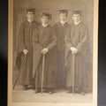 Lot 127 - Antique Board-Mounted Cabinet Card Photograph Of Four Young Men In Academic Graduation Robes And Mortarboards Holding Canes, Graduates At Dartmouth, Photographed By Langill, Hanover, New Hampshire