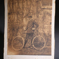 Lot 133 - Antique Cabinet Card Photograph Of A Young Man In A Suit And Cap Posed With A Bicycle Before A Vine-Covered Stone Wall