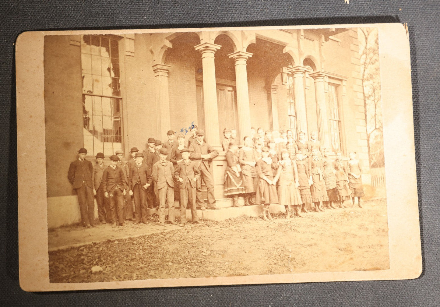 Lot 141 - Trio Of Antique Board-Mounted Photographs Of Portsmouth High School Classes Posed Before The School Building Facade, Circa 1880s Portsmouth, New Hampshire, Photographed By H.M. Rand, Cambridgeport, Massachusetts