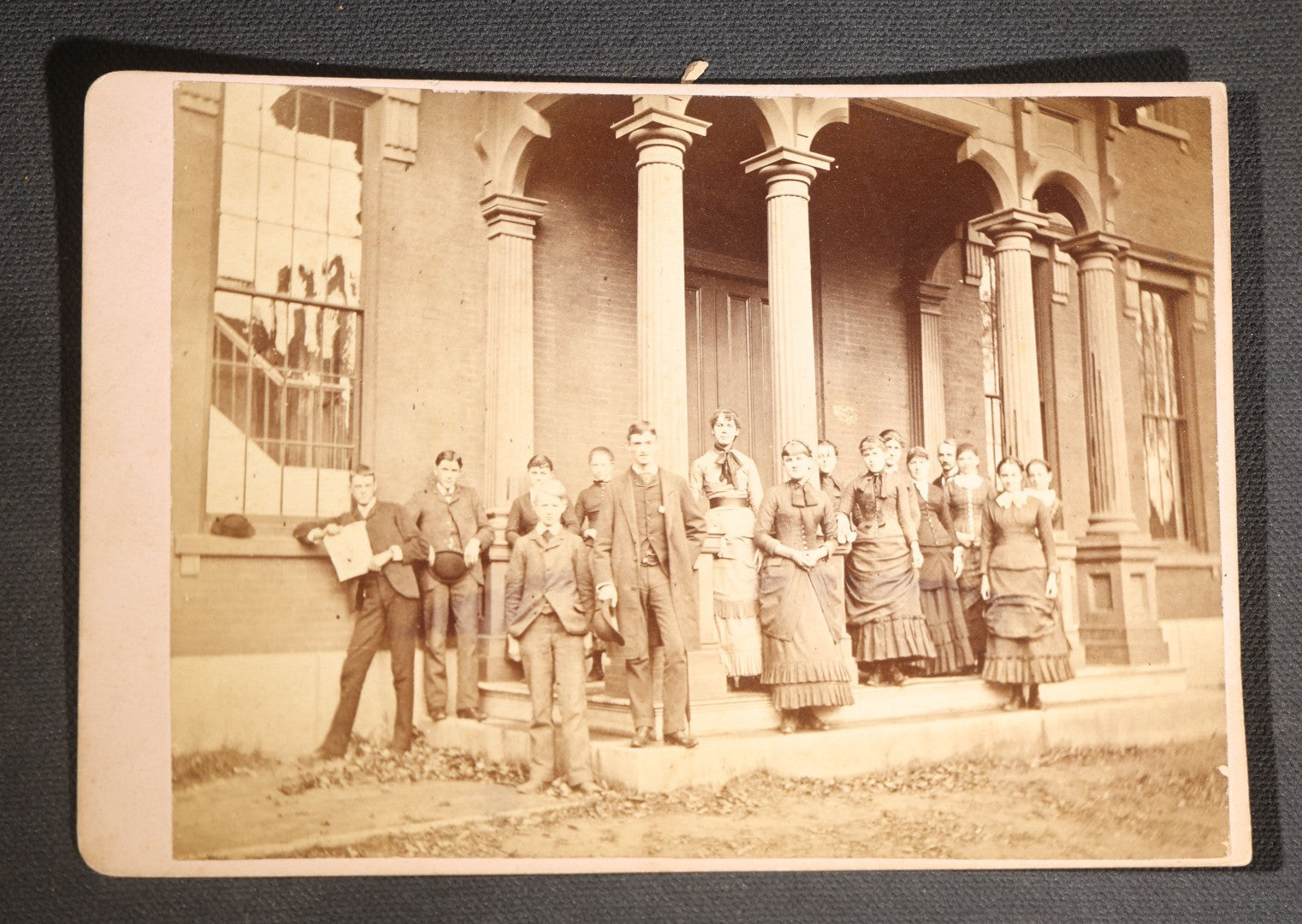 Lot 141 - Trio Of Antique Board-Mounted Photographs Of Portsmouth High School Classes Posed Before The School Building Facade, Circa 1880s Portsmouth, New Hampshire, Photographed By H.M. Rand, Cambridgeport, Massachusetts