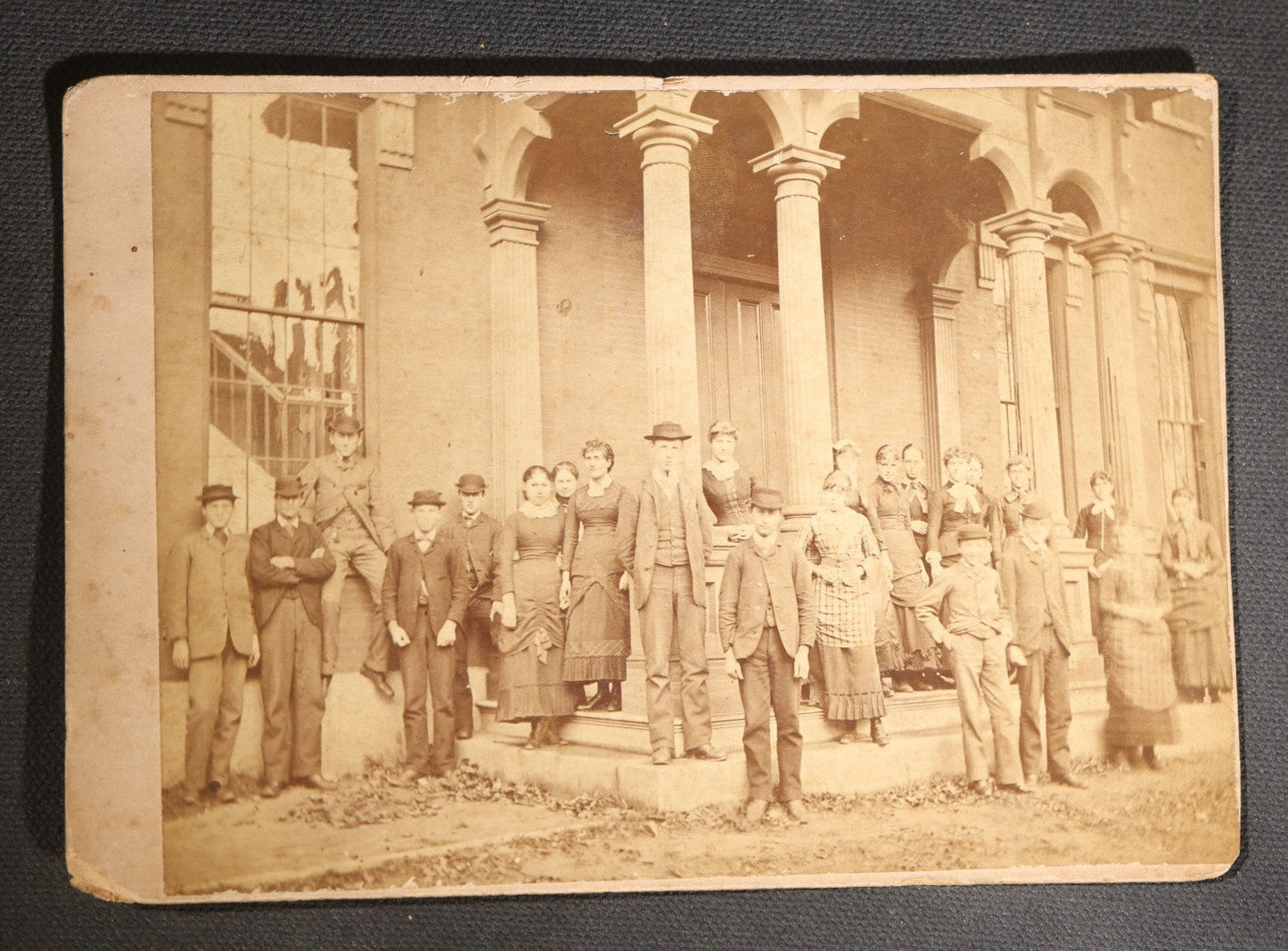 Lot 141 - Trio Of Antique Board-Mounted Photographs Of Portsmouth High School Classes Posed Before The School Building Facade, Circa 1880s Portsmouth, New Hampshire, Photographed By H.M. Rand, Cambridgeport, Massachusetts