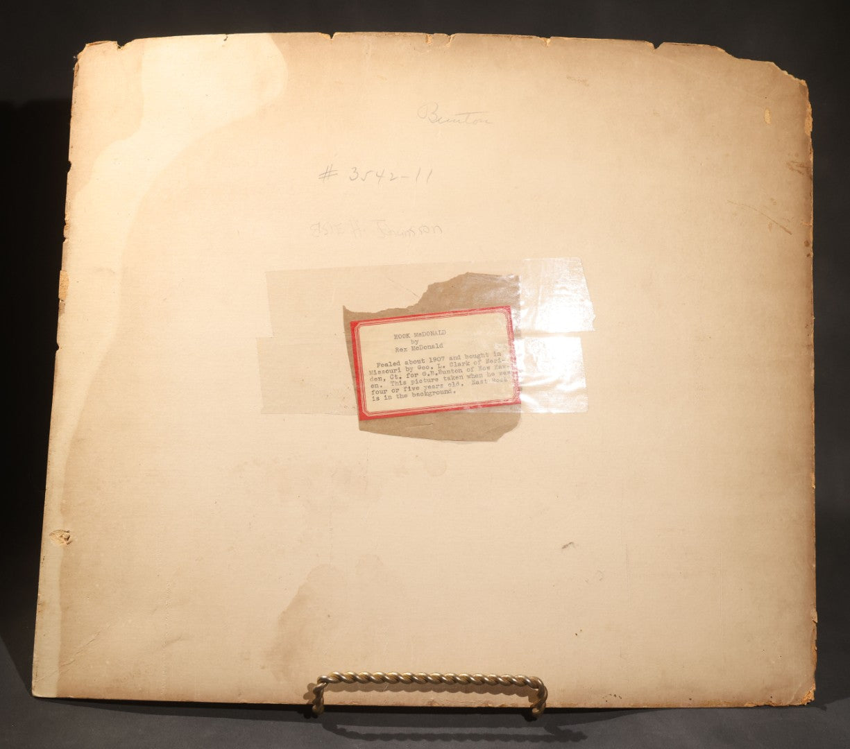 Lot 142 - Pair Of Antique Large-Format Board-Mounted Photographs Of "Hook McDonald By Rex McDonald," Saddled Horse Portrait And Man With Horse, East Rock, New Haven, Connecticut, Circa 1911-1912, 19-3/4" x 16-3/4" And 20" x 16"
