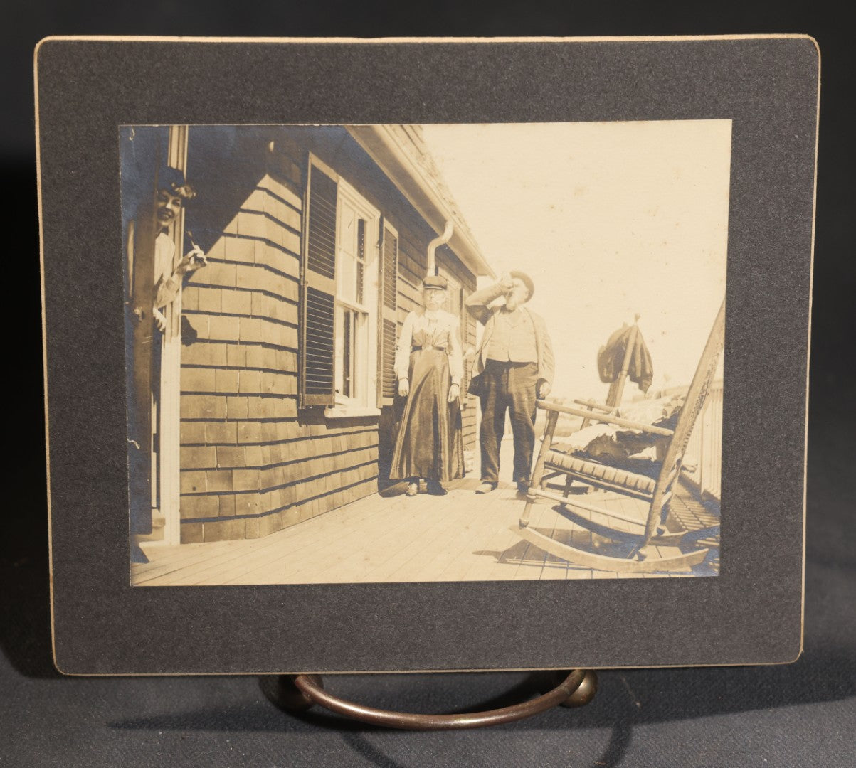 Lot 144 - Grouping Of Seven Antique Board-Mounted Photographs Of Outdoor Group Gatherings, Including Large Hillside Assembly, Men's Outing With Bottles And Basket, And Men In Aprons