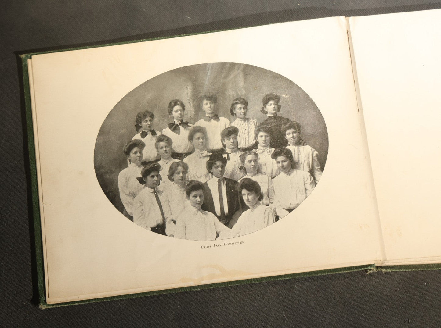 Antique 1904 All-Girls School Yearbook with Gilt Monogram, Green Cloth Binding, Photographic Plates, Philadelphia, Pennsylvania Area