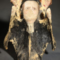 Lot 005 - Vintage Folk Art Painted Animal Vertebra Figure, Priest Flanked by Two Figures, Heavy Paint Loss Throughout, 5-1/2" H