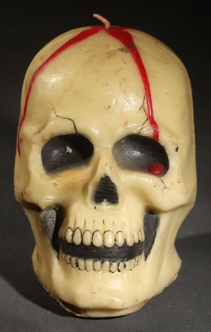 Vintage Novelty Halloween Skull Candle with Red Blood Detail, Copyrighted by the  Gurley Candle Division, W. & F. Mfg. Co., Inc., Buffalo, New York, Unburned