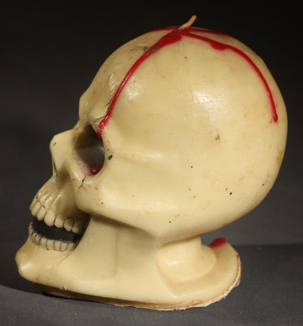 Vintage Novelty Halloween Skull Candle with Red Blood Detail, Copyrighted by the  Gurley Candle Division, W. & F. Mfg. Co., Inc., Buffalo, New York, Unburned
