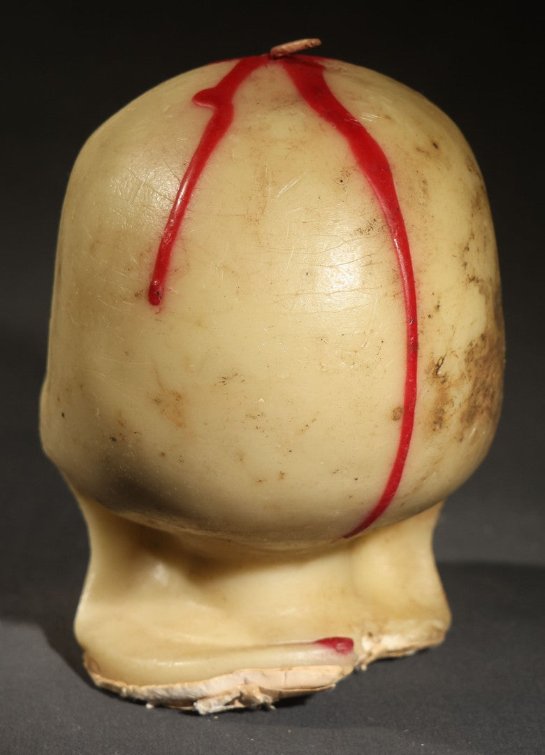 Vintage Novelty Halloween Skull Candle with Red Blood Detail, Copyrighted by the  Gurley Candle Division, W. & F. Mfg. Co., Inc., Buffalo, New York, Unburned