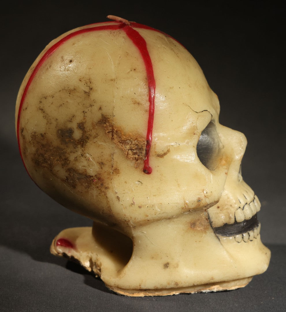 Vintage Novelty Halloween Skull Candle with Red Blood Detail, Copyrighted by the  Gurley Candle Division, W. & F. Mfg. Co., Inc., Buffalo, New York, Unburned