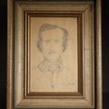 Lot 010 - Vintage Pencil Sketch Portrait of Edgar Allan Poe, Signed "D.L. Reed," With Handwritten Verso Inscription, Christmas 1952, 7" W x 9" H