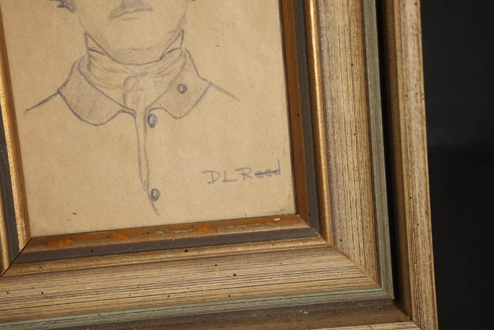 Vintage Pencil Sketch Portrait of Edgar Allan Poe, Signed "D.L. Reed," With Handwritten Verso Inscription, Christmas 1952