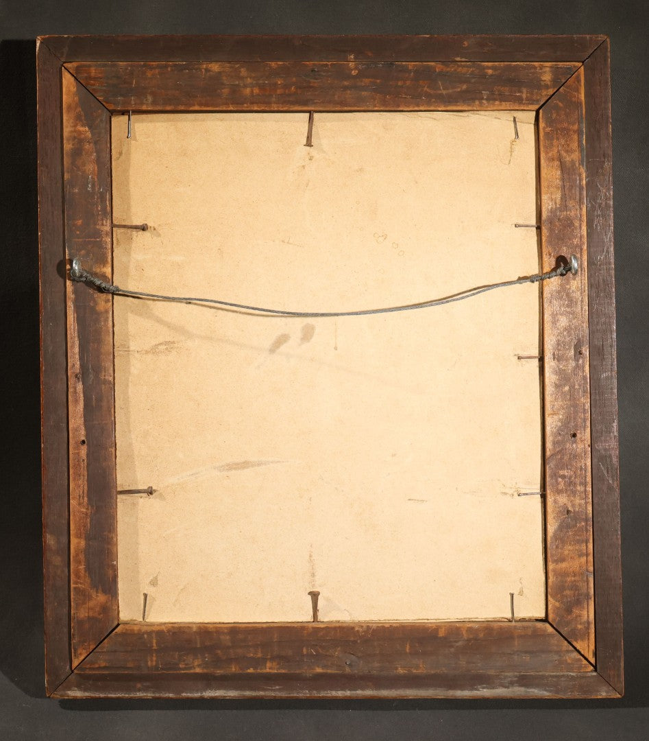 Antique Eastlake-Style Ebonized and Walnut Framed Mirror with Gilt Incised Geometric Decoration, Replacement Mirror Plate