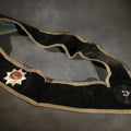 Lot 022 - Antique Masonic Knights Templar Black Velvet Sash, "In Hoc Signo Vinces" Star, Maltese Cross, and Square and Compass, with Green Velvet Reverse, Named to C.S. Adams, Manufactured by the Henderson-Ames Co., Kalamazoo, Michigan