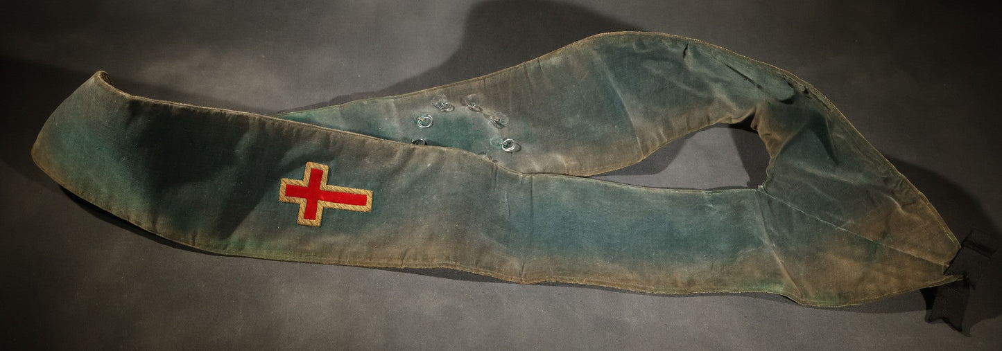 Antique Masonic Knights Templar Black Velvet Sash, "In Hoc Signo Vinces" Star, Maltese Cross, and Square and Compass, with Green Velvet Reverse, Named to C.S. Adams, Manufactured by the Henderson-Ames Co., Kalamazoo, Michigan