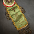 Lot 023 - Antique Fraternal Ribbon Badge and Rosette, St. Patrick's T.A.B. Society of Manchester, Connecticut, Green Silk with Applied Brass Cross, Gold Braid Trim, and Jeweled Rosette, 13" H
