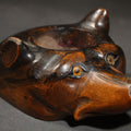 Lot 028 - Vintage Carved Wood Dog Head Vessel with Glass Eyes, 4-3/4" L