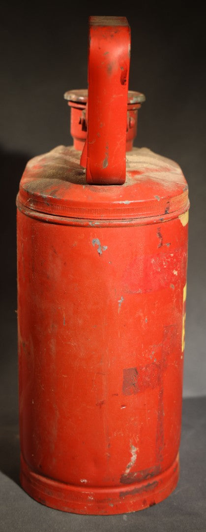 Vintage "Pet. Ether" (Petroleum Ether) Stenciled Red Metal Safety Fuel Can, No. 883, Manufactured by Protectoseal Co., Chicago, Illinois