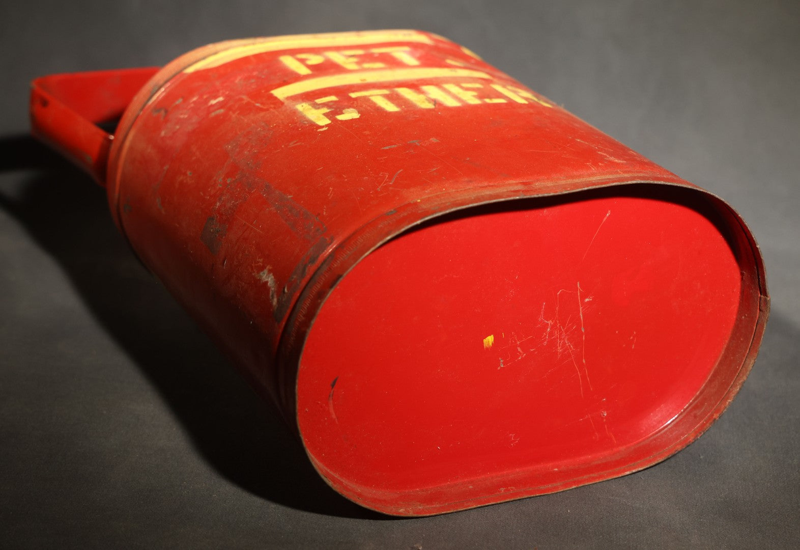 Vintage "Pet. Ether" (Petroleum Ether) Stenciled Red Metal Safety Fuel Can, No. 883, Manufactured by Protectoseal Co., Chicago, Illinois