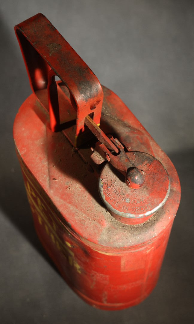 Vintage "Pet. Ether" (Petroleum Ether) Stenciled Red Metal Safety Fuel Can, No. 883, Manufactured by Protectoseal Co., Chicago, Illinois